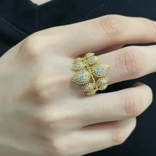 Van Cleef & Arpels Frivole خاتم زهوري مرصع ذهبي