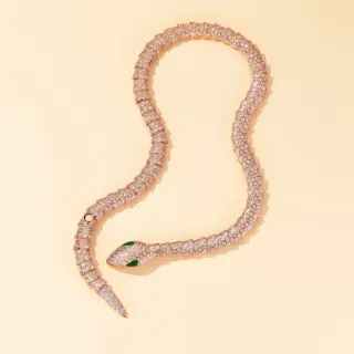 Van Cleef & Arpels Serpent Bohème Pavé ماس ذهب وردي قلادة أفعى
