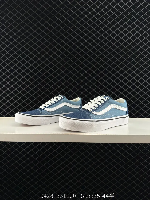 Vans Old Skool Denim Blue and White Skateboard Shoes 3