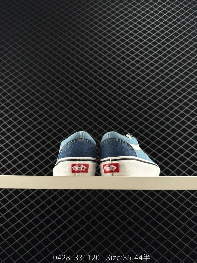 Vans Old Skool Denim Blue and White Skateboard Shoes 4