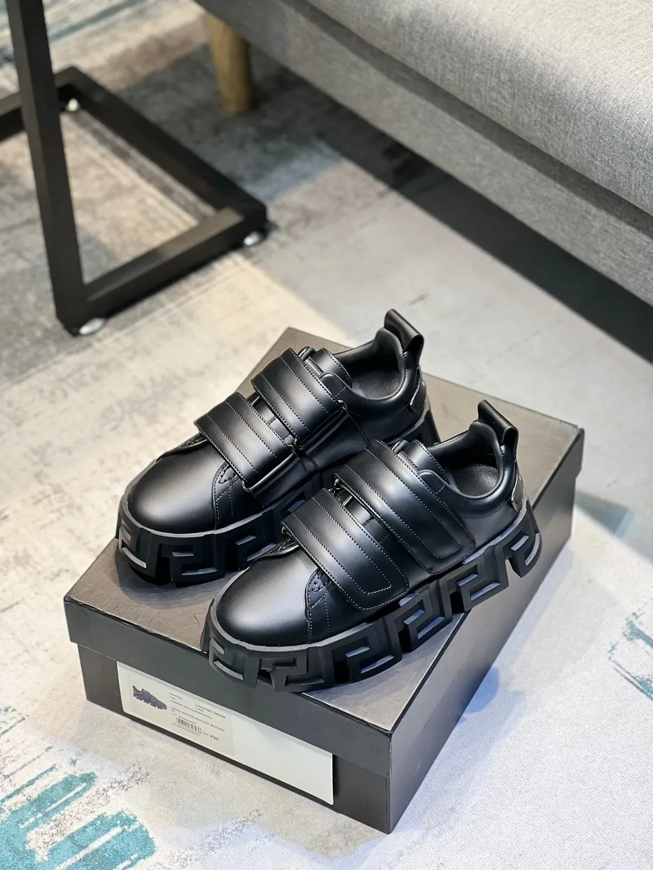 Versace Black Chunky Platform Sole Triple Velcro Straps Lifestyle Sneakers 8