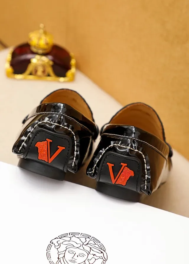 Versace Chain Reaction Black Croc-Embossed Leather Loafers 3