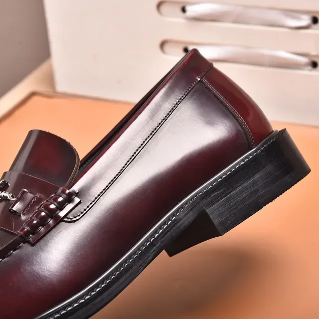 Mocassins Versace Chain Reaction Bordeaux cuir poli 3