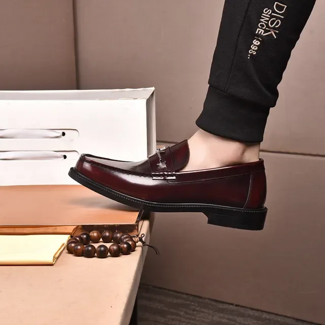 Mocassins Versace Chain Reaction Bordeaux cuir poli 7