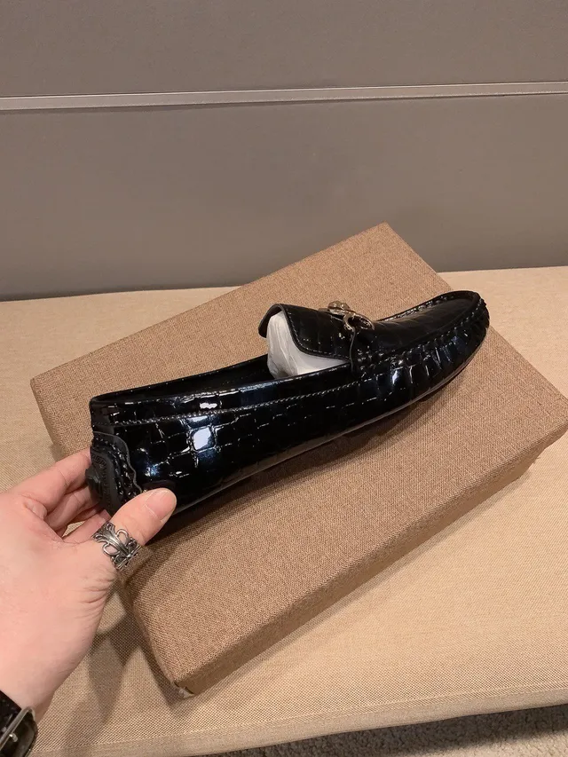 Versace Chain Reaction Glossy Croc-Embossed Black Loafers 8