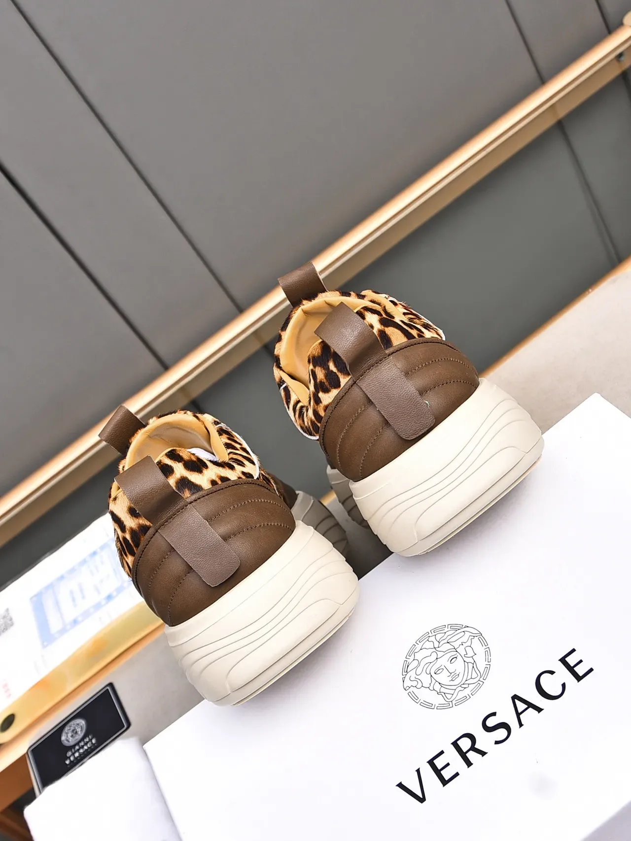 Versace Chain Reaction Leopard Print Brown Lifestyle Sneakers 3