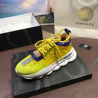 Versace Chain Reaction नींबू पीला नीला चंकी स्नीकर्स