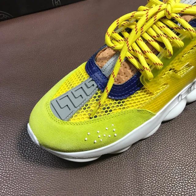 Versace Chain Reaction Lime Yellow Blue Chunky Sneakers 5