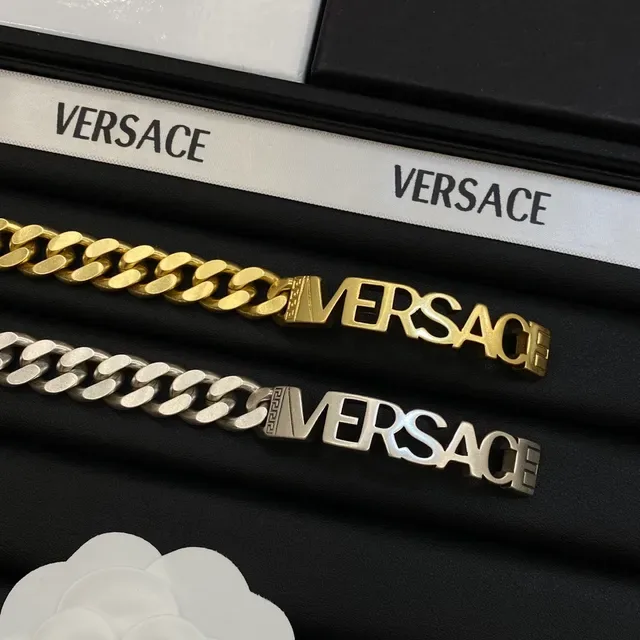 Versace Chain Reaction Logo Plaque Curb Chain Bracelet 6