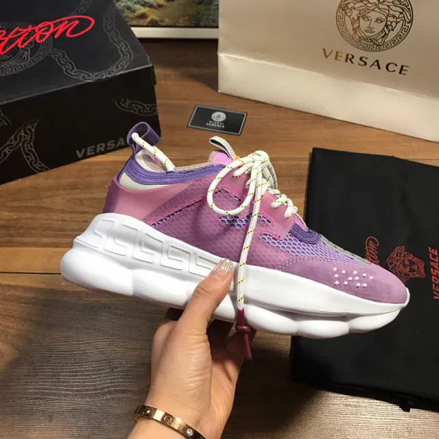 Versace Chain Reaction Zapatillas chunky moradas y blancas 4