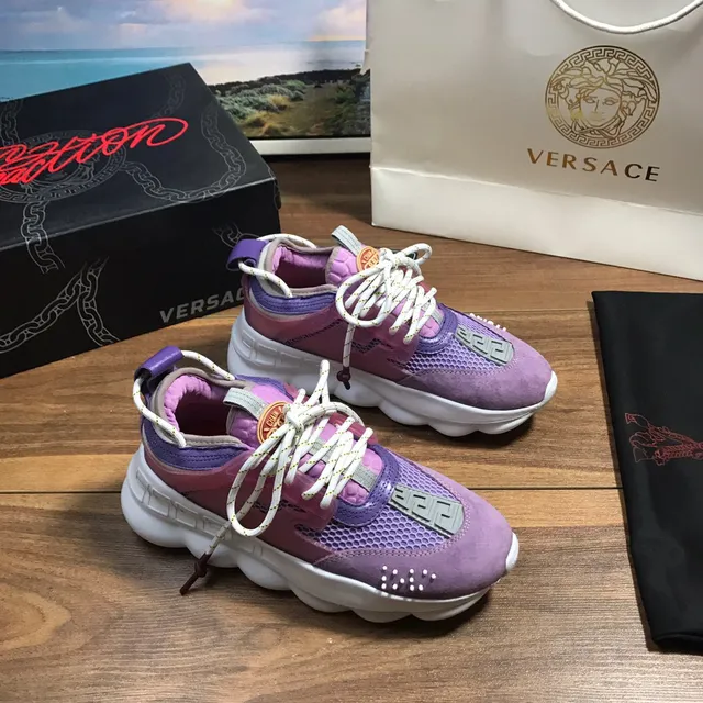 Versace Chain Reaction Zapatillas chunky moradas y blancas 5