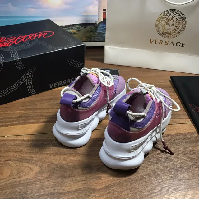 Versace Chain Reaction Zapatillas chunky moradas y blancas 6
