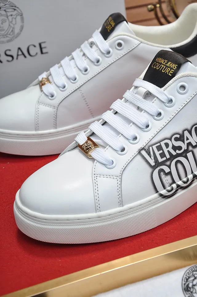 Versace Chain Reaction White and Black Leather Lifestyle Sneakers 2