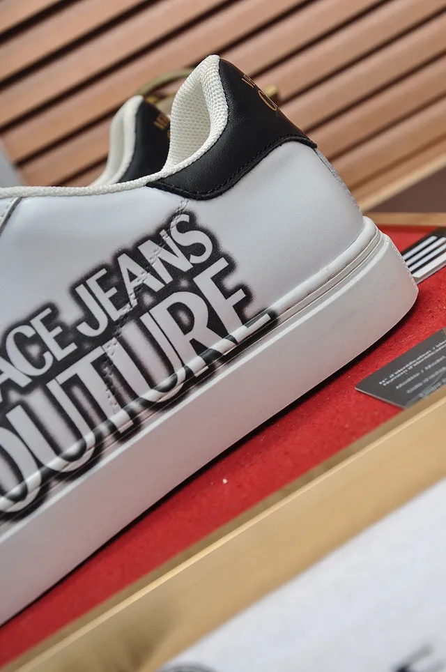Versace Chain Reaction White and Black Leather Lifestyle Sneakers 3