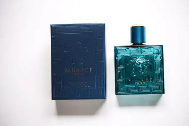 Versace Eros Teal Blue Glass Perfume 2