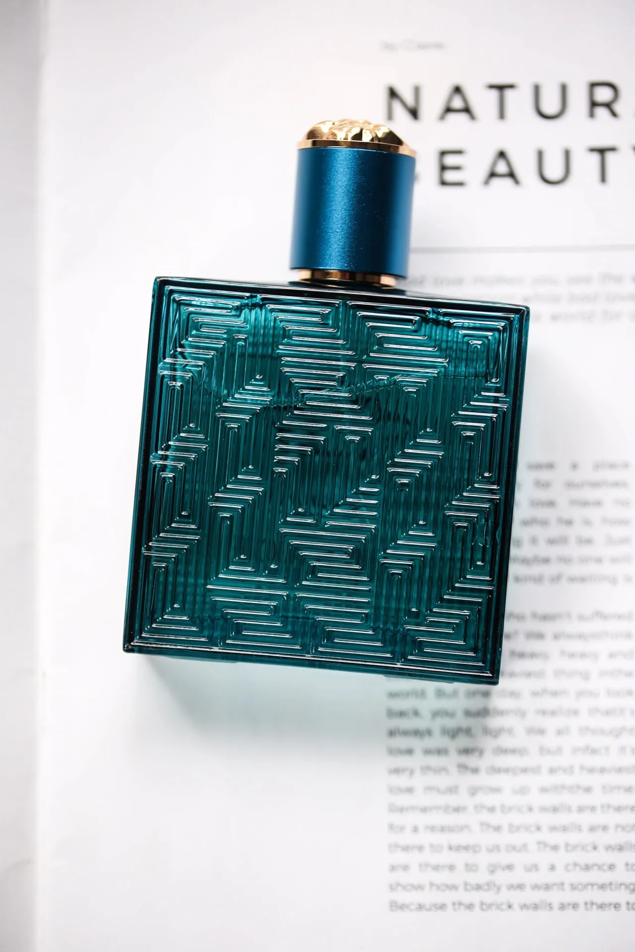 Versace Eros Teal Blue Glass Perfume 3