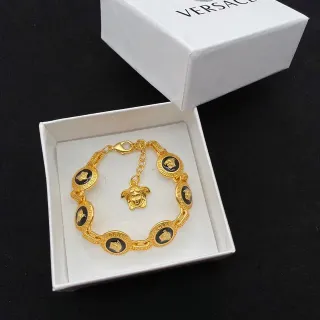 Versace 金黑色金属搪瓷美杜莎头手链