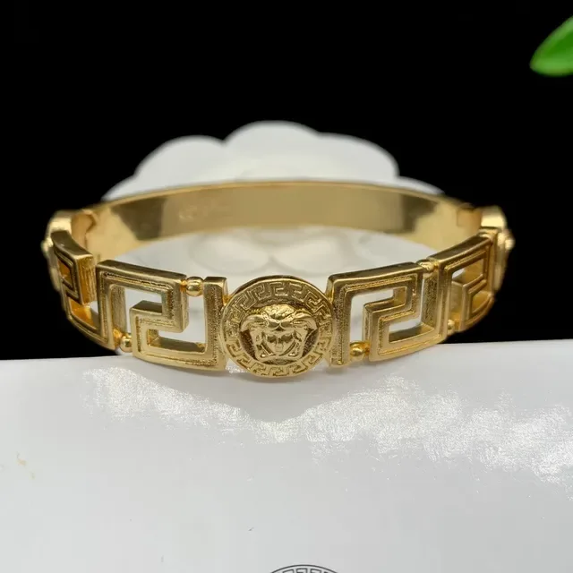 Versace Greca Medusa Gold-Tone Rigid Bracelet 4