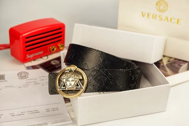Versace Medusa Serpent Black Leather Belt 2