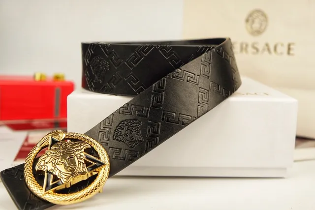 Versace Medusa Serpent Black Leather Belt 4