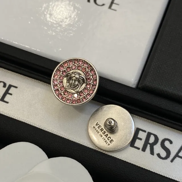 Versace Medusa أقراط ستود ذهب وردي دائري باڤيه كريستال حدود 2