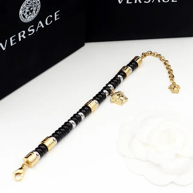 Versace Odissea noir et or Medusa Charm bracelet de perles 2