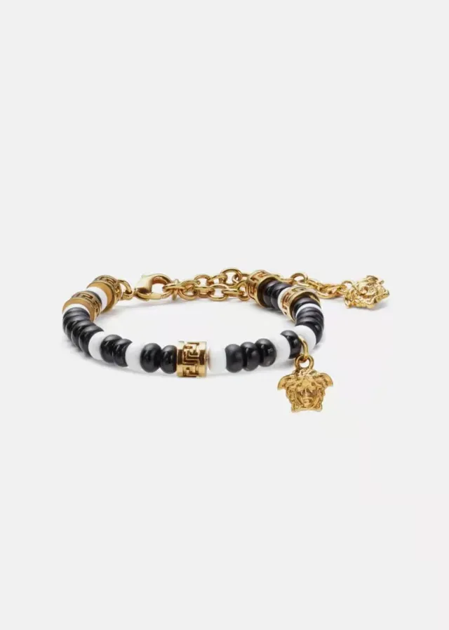 Versace Odissea noir et or Medusa Charm bracelet de perles 6