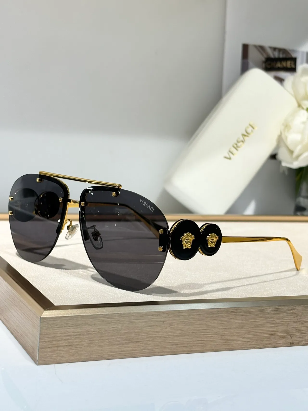 Versace Odissea Brown Gradient Gold-Tone Aviator Sunglasses 3