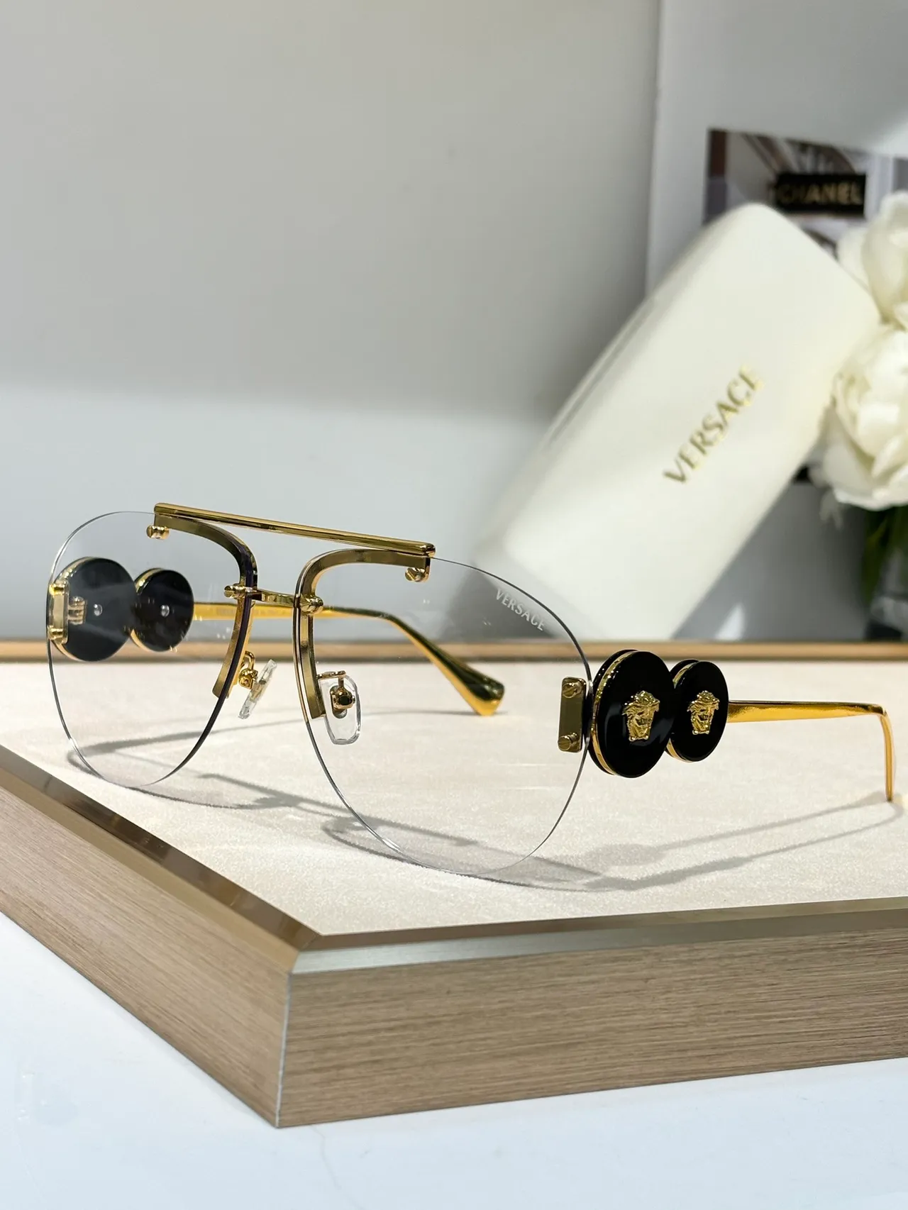 Versace Odissea Brown Gradient Gold-Tone Aviator Sunglasses 7