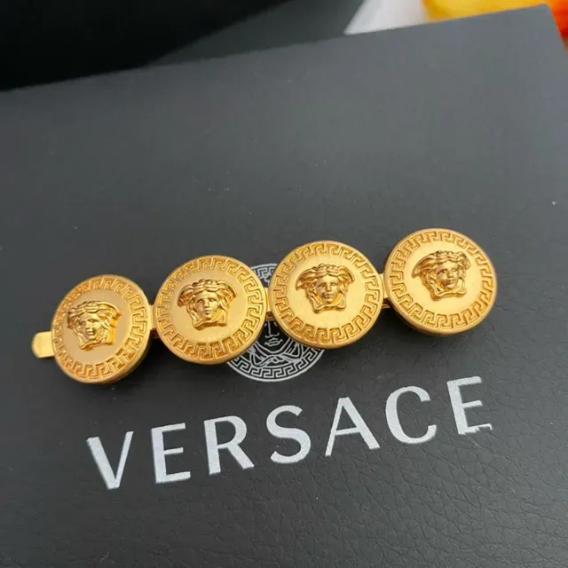 Versace Odissea Medusa Gold-Tone Four-Medallion Hair Brooch 6