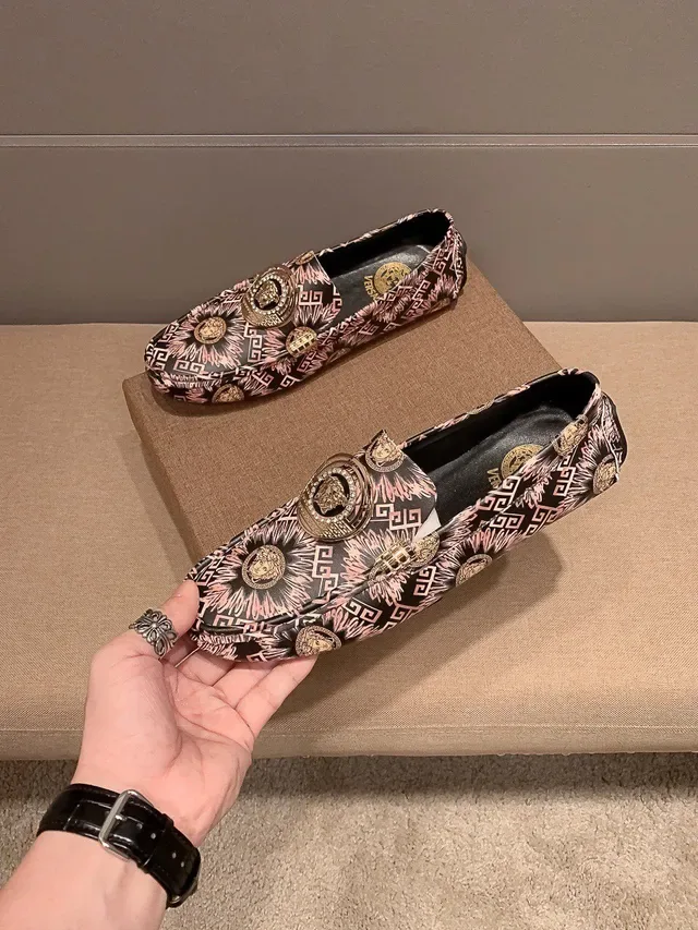 Versace Odissea Medusa Medallion Rosa Greca Mocassins 6