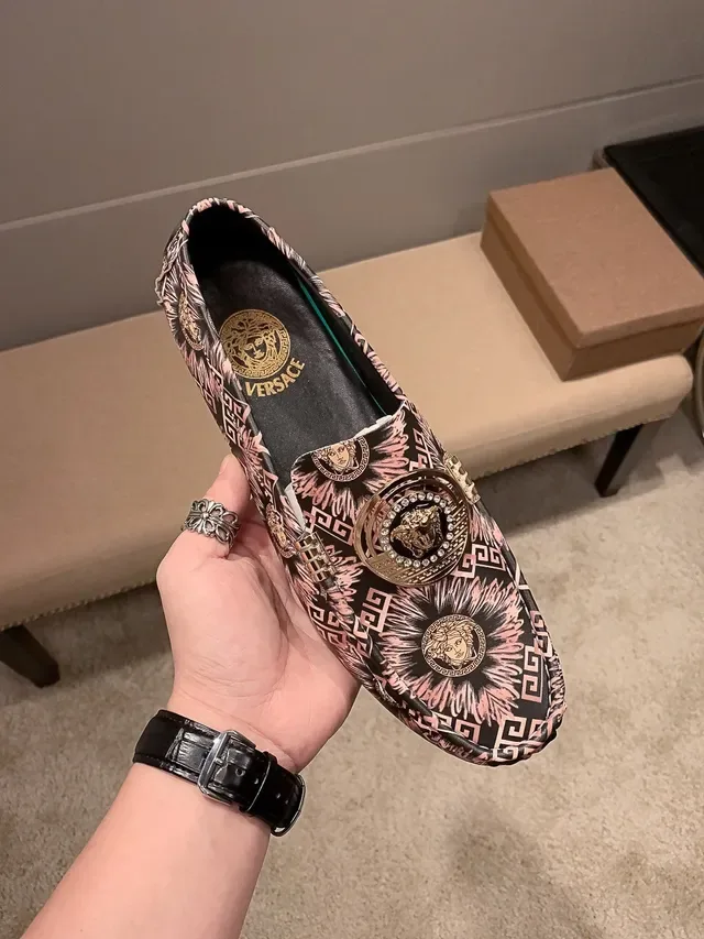 Versace Odissea Medusa Medallion Rosa Greca Mocassins 9