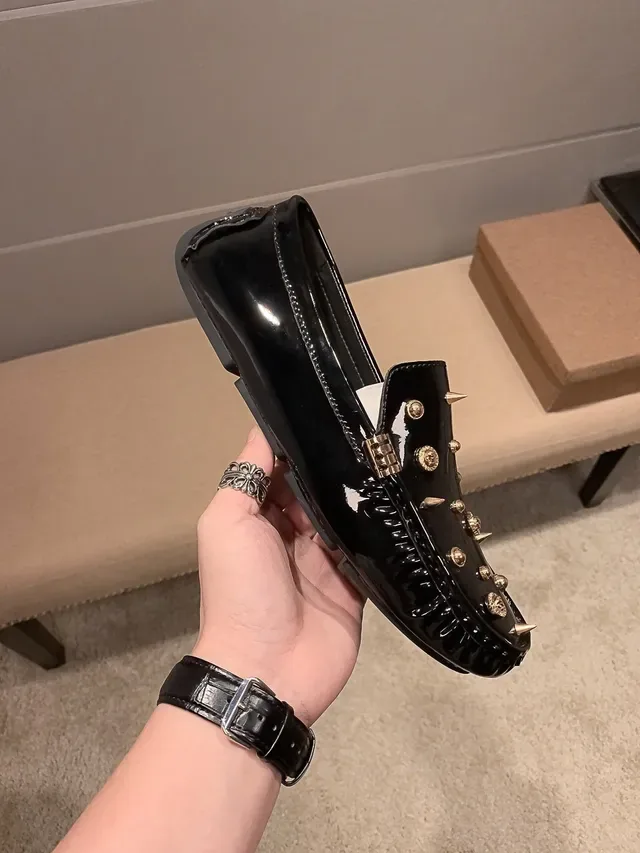 Versace Studded Patent Leather Loafers 3