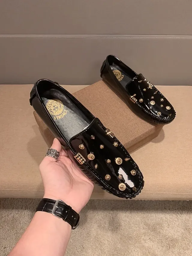 Versace Studded Patent Leather Loafers 4