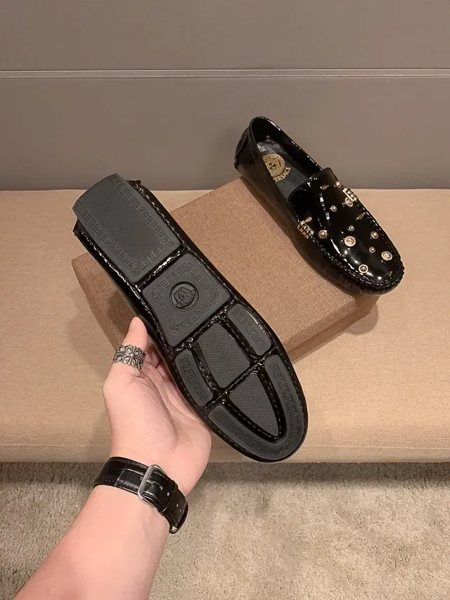 Versace Studded Patent Leather Loafers 5
