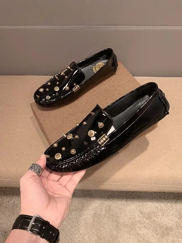 Versace Studded Patent Leather Loafers 6