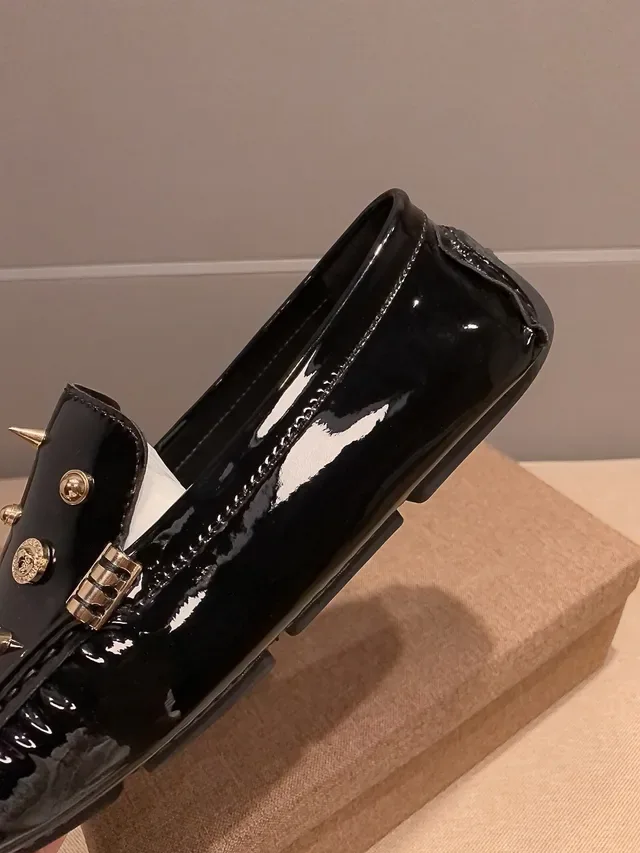 Versace Studded Patent Leather Loafers 7