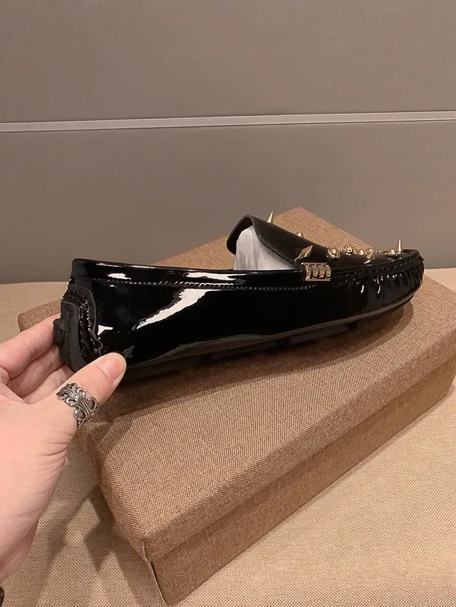 Versace Studded Patent Leather Loafers 8
