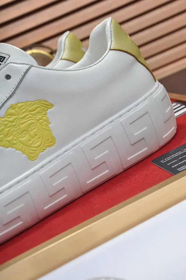Versace White Gold Low-Top Platform Sole Lifestyle Sneakers 2