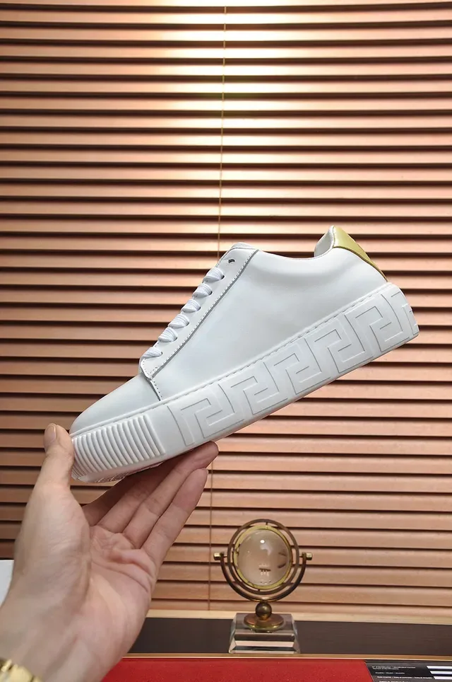 Versace White Gold Low-Top Platform Sole Lifestyle Sneakers 6