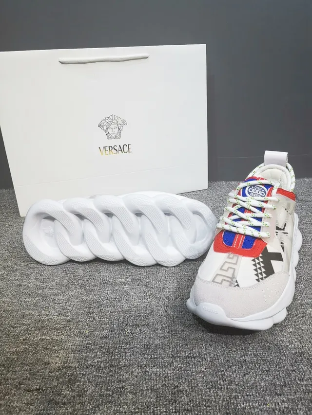 Versace White Multicolor Bubble Sole Greca Key Pattern Chunky Sneakers 3
