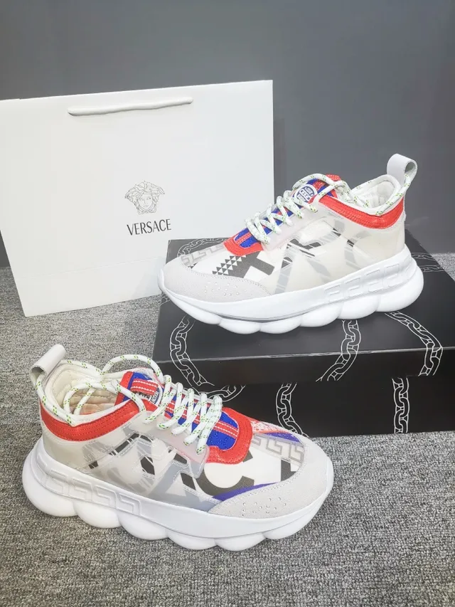 Versace White Multicolor Bubble Sole Greca Key Pattern Chunky Sneakers 4