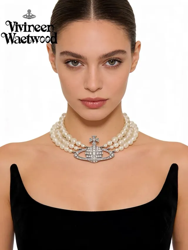 Vivienne Westwood قلادة لؤلؤ كلاسيكية أورب ثلاثية الخيوط 6