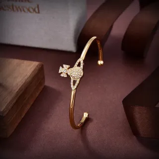 Vivienne Westwood Orb and Cross Pavé Crystal Gold-Tone Open Cuff Bracelet