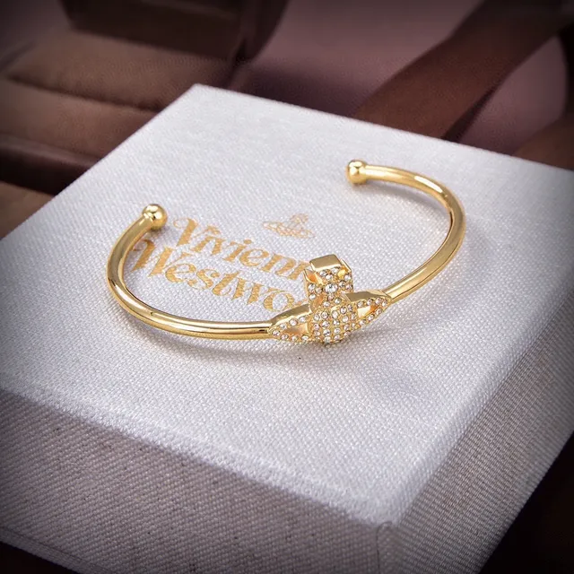 Bracelet manchette ouvert Vivienne Westwood Orb and Cross Pavé Crystal Gold-Tone 2