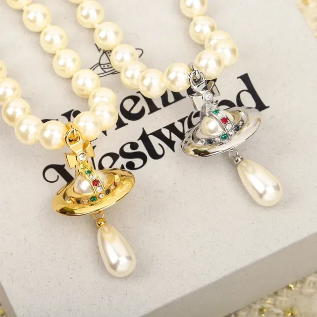 Vivienne Westwood Orb Beige Gold Pearl Strand Pendant Necklace 5