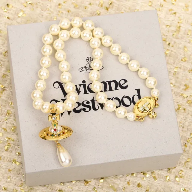 Vivienne Westwood Orb Beige Gold Pearl Strand Pendant Necklace 6
