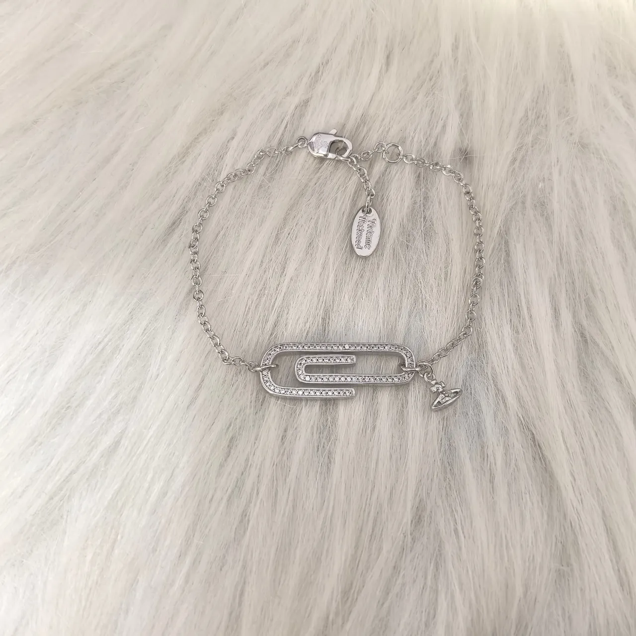 Vivienne Westwood bracelet paperclip cristal ton doré 2