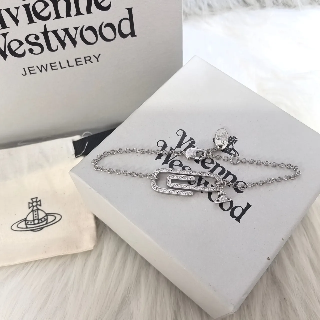 Vivienne Westwood bracelet paperclip cristal ton doré 3