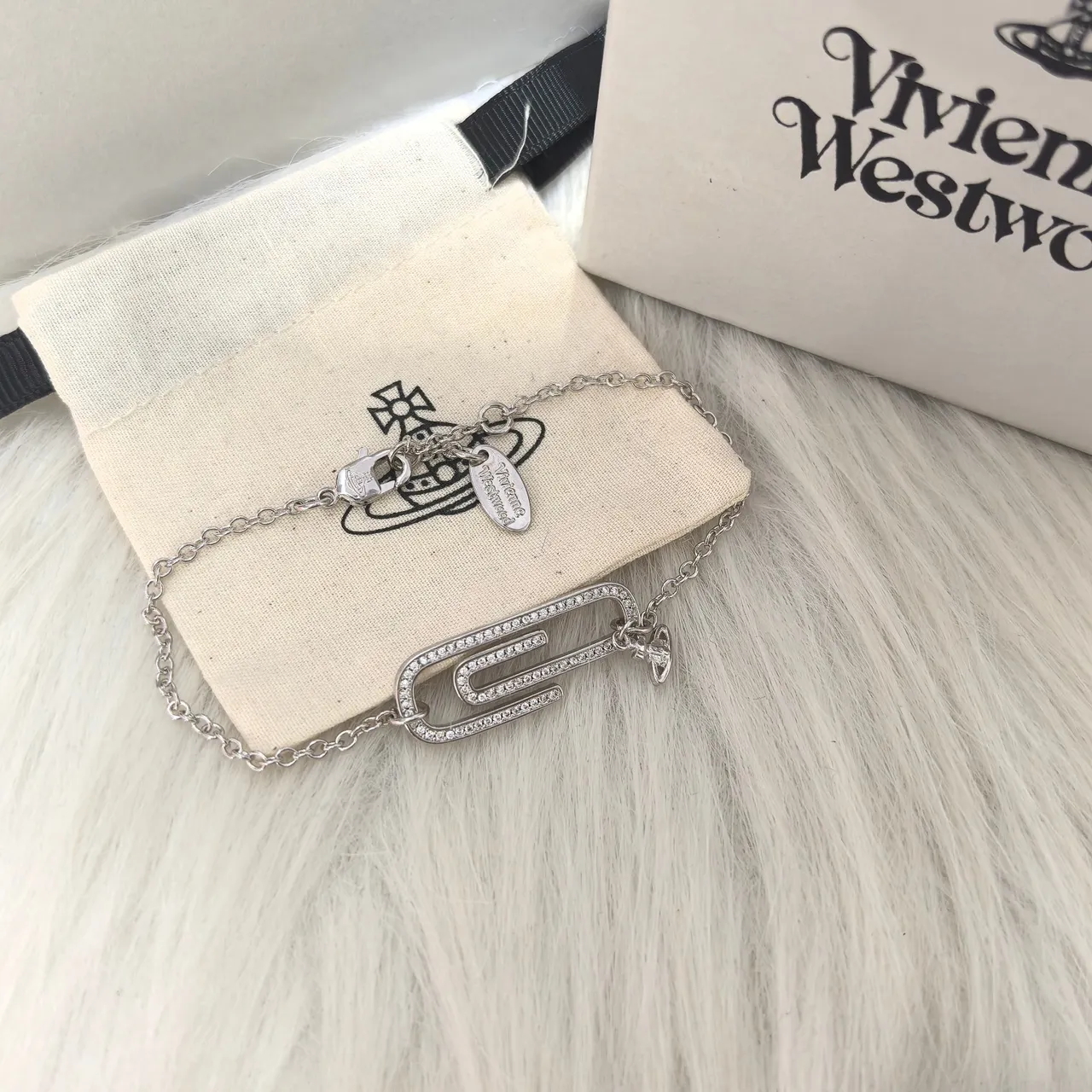 Vivienne Westwood bracelet paperclip cristal ton doré 4
